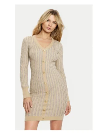 Rochie bodycon tricotata, cu nasturi decorativi