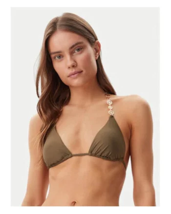 Sutien de baie cu insertii metalice, kaki