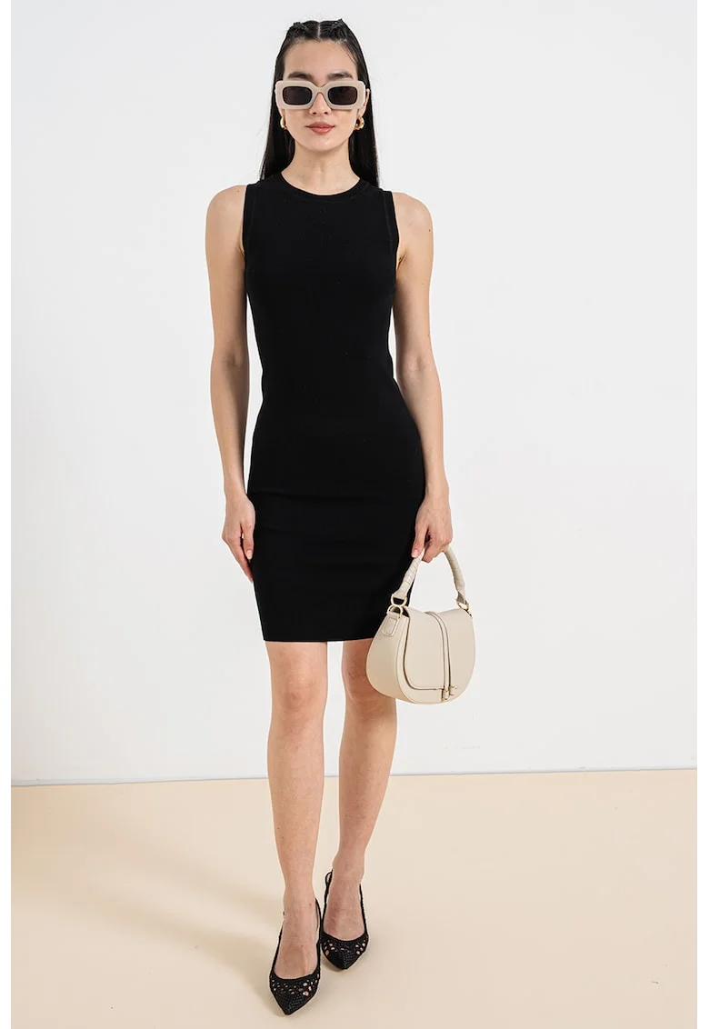 Rochie scurta fara maneci cu croiala bodycon, Negru