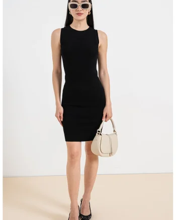Rochie scurta fara maneci cu croiala bodycon, Negru