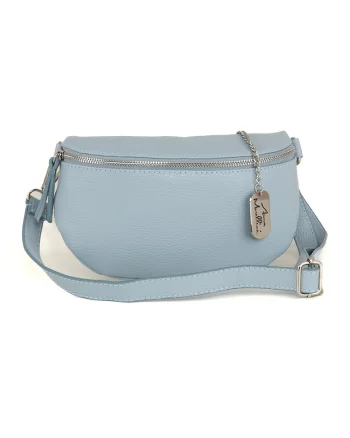 Geanta crossbody de piele Berenice, Albastru pastel