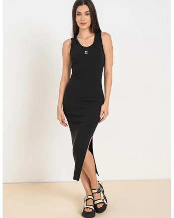 Rochie cu croiala bodycon si slit lateral Nalimera, Alb/Negru