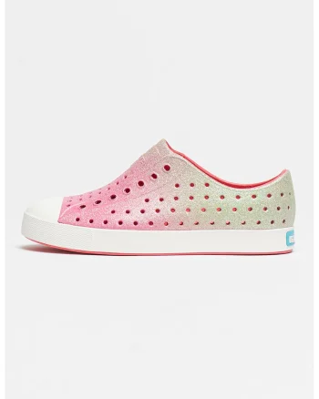Tenisi slip-on cu aspect lucios Jefferson Bling, Alb/Roz
