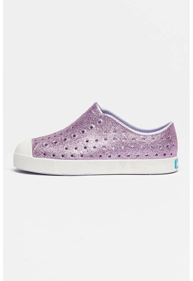 Tenisi slip-on cu aspect lucios Jefferson Bling, Alb/Violet