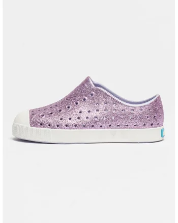 Tenisi slip-on cu aspect lucios Jefferson Bling, Alb/Violet