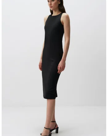 Rochie bodycon cu decolteu rotund, Negru