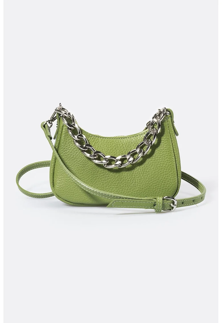 Geanta crossbody din piele, Verde fistic