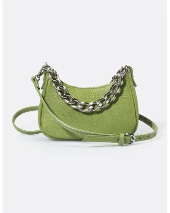 Geanta crossbody din piele, Verde fistic