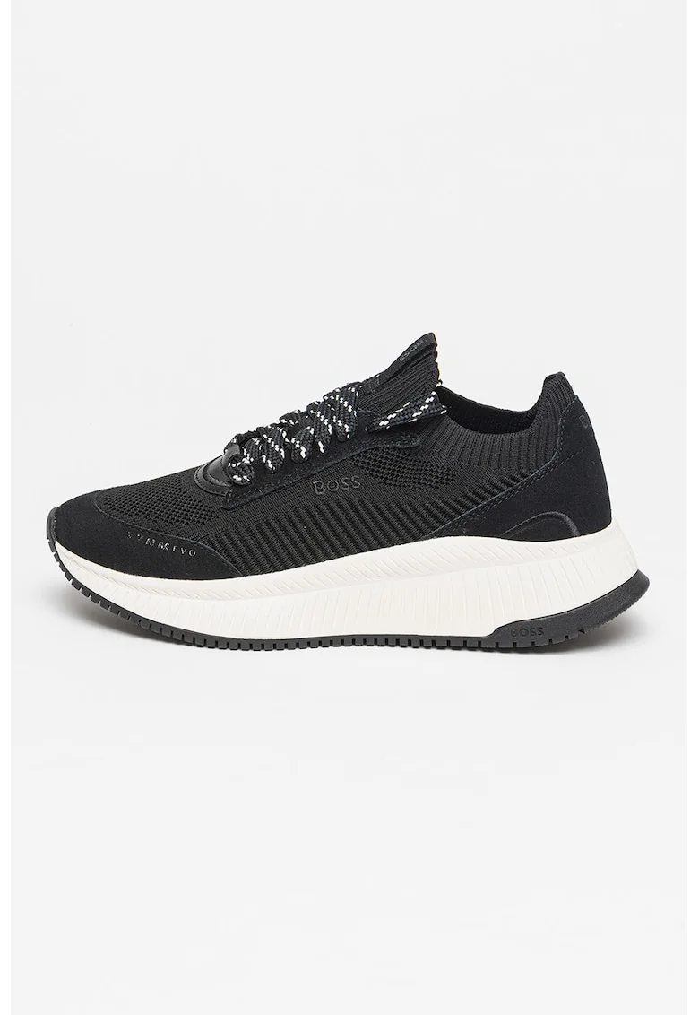 Pantofi sport slip-on cu insertii de piele intoarsa Titanium Evo, Negru/Alb murdar
