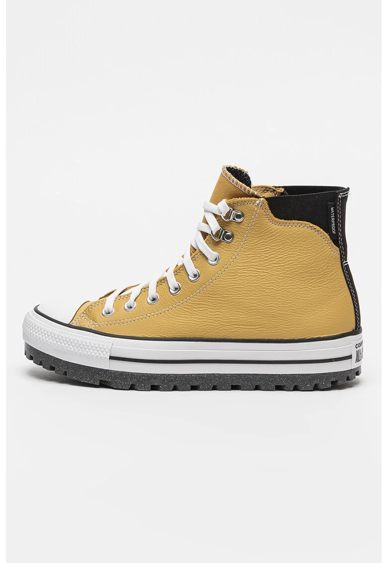 Tenisi unisex impermeabili din piele Chuck Taylor All Star City, Galben mustar