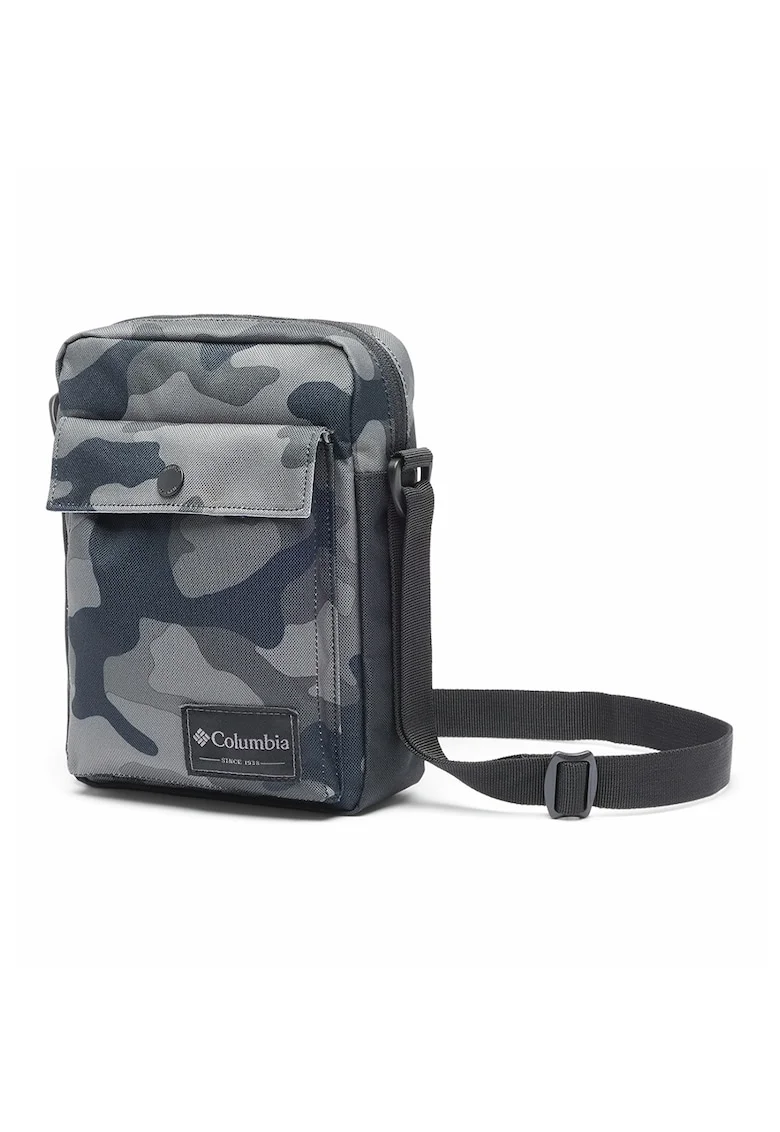 Geanta crossbody unisex cu bareta ajustabila Zigzag Side, Negru/Gri, 21x15x7.5