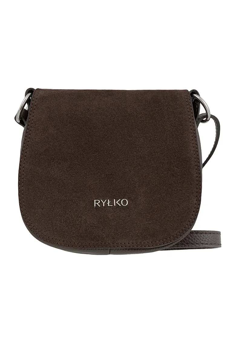 Geanta crossbody din piele, Maro inchis/Maro