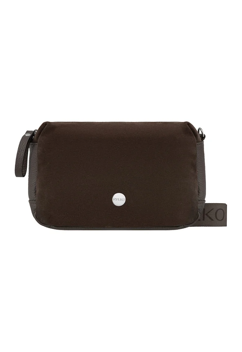 RYLKO, Geanta crossbody din piele si piele intoarsa, Maro inchis