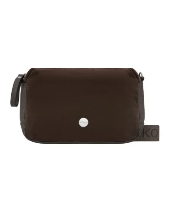 RYLKO, Geanta crossbody din piele si piele intoarsa, Maro inchis