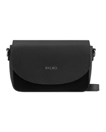 Geanta crossbody din piele cu clapa, Negru