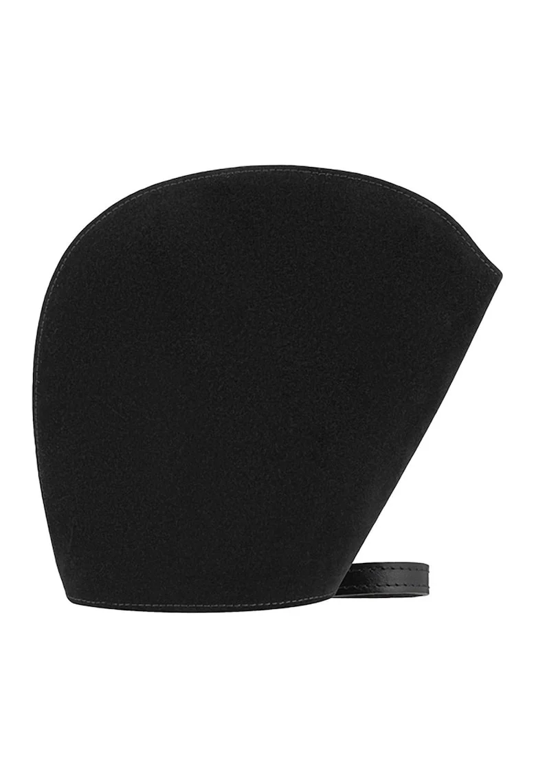 Geanta crossbody asimetrica de piele si piele intoarsa, Negru