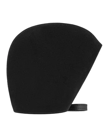 Geanta crossbody asimetrica de piele si piele intoarsa, Negru