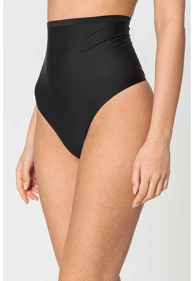 Chiloti tanga modelatori cu talie inalta Shape Smart, Negru