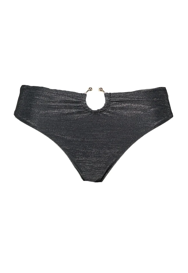 Slip brazilian cu aspect stralucitor, Negru stins