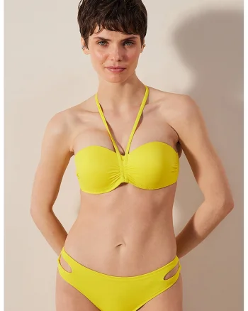 Slip cu decupaje laterale, Galben