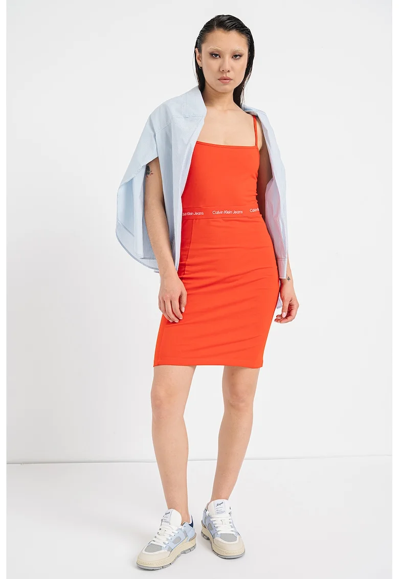 Rochie slim fit cu croiala bodycon, Coral