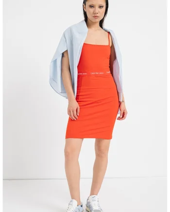 Rochie slim fit cu croiala bodycon, Coral