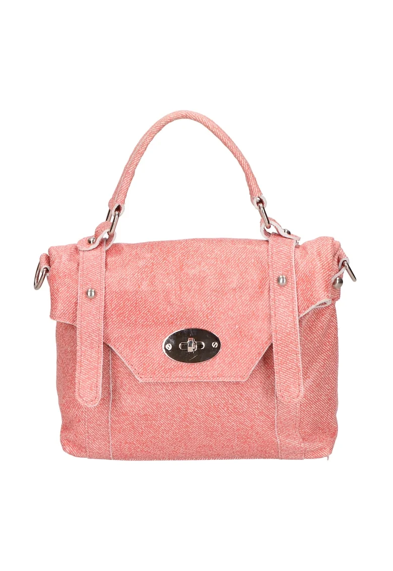 Geanta crossbody din piele cu clapa, Coral