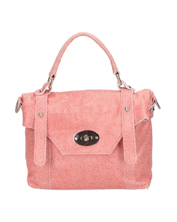 Geanta crossbody din piele cu clapa, Coral
