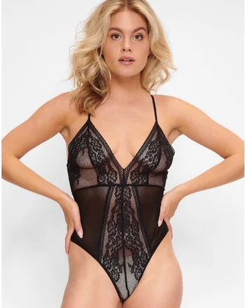 Body cu garnituri de dantela, Negru