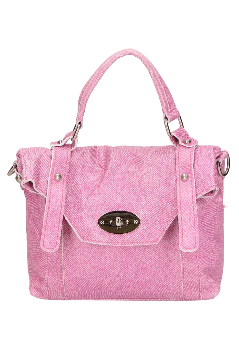 Geanta crossbody din piele cu clapa, Roz