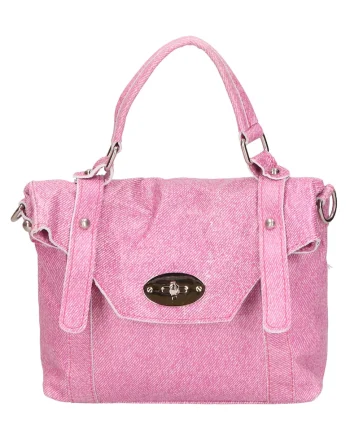 Geanta crossbody din piele cu clapa, Roz
