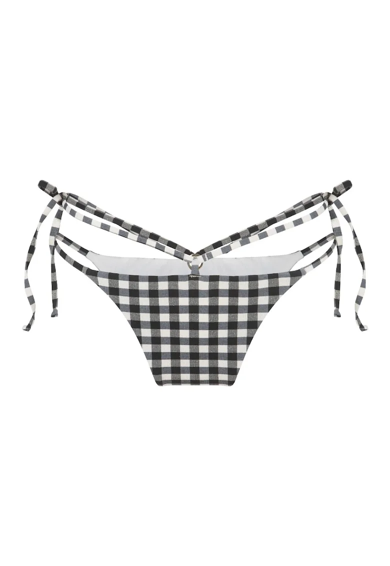 Slip brazilian cu bretele decorative 31381, Alb/Negru