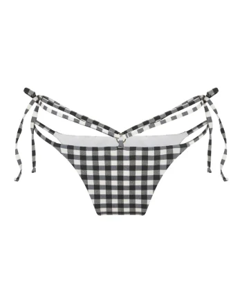 Slip brazilian cu bretele decorative 31381, Alb/Negru