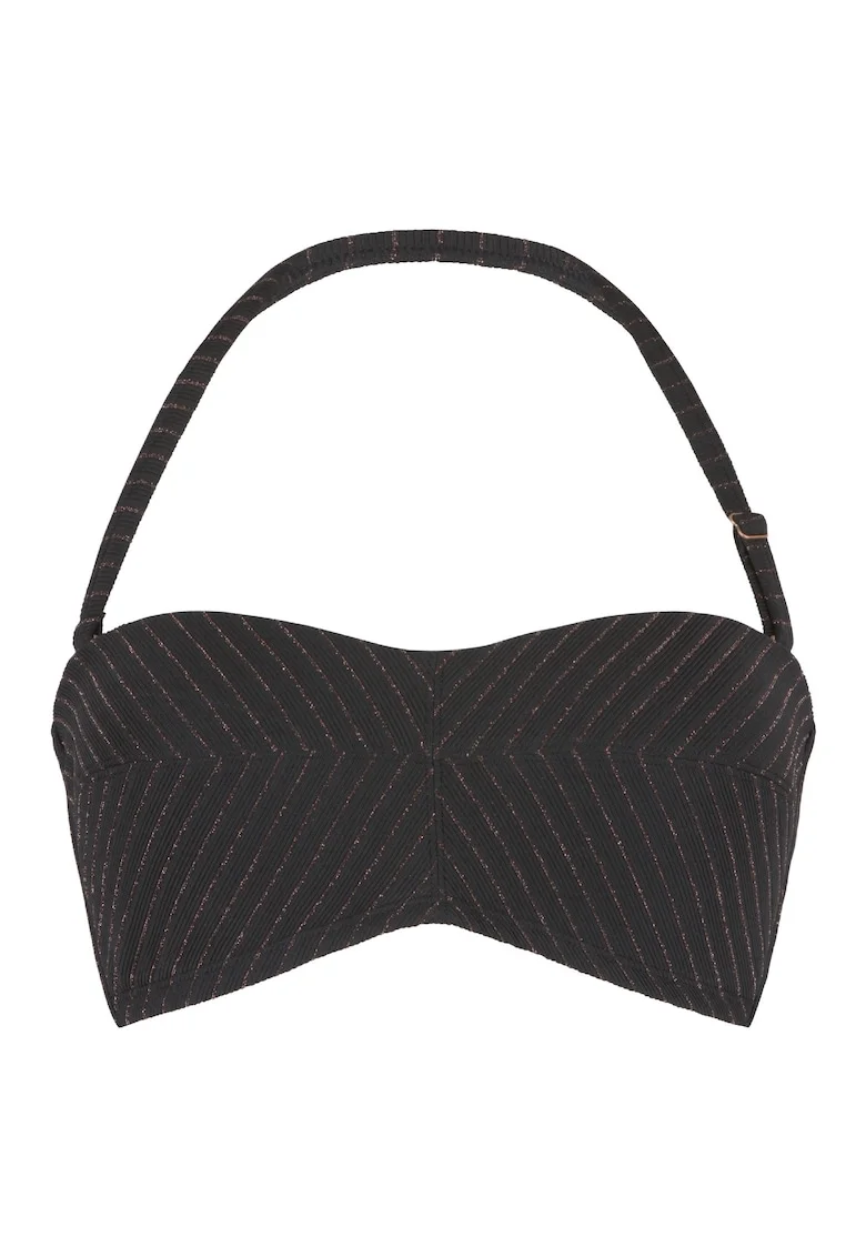 Sutien de baie bandeau cu detalii stralucitoare, Negru