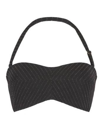Sutien de baie bandeau cu detalii stralucitoare, Negru