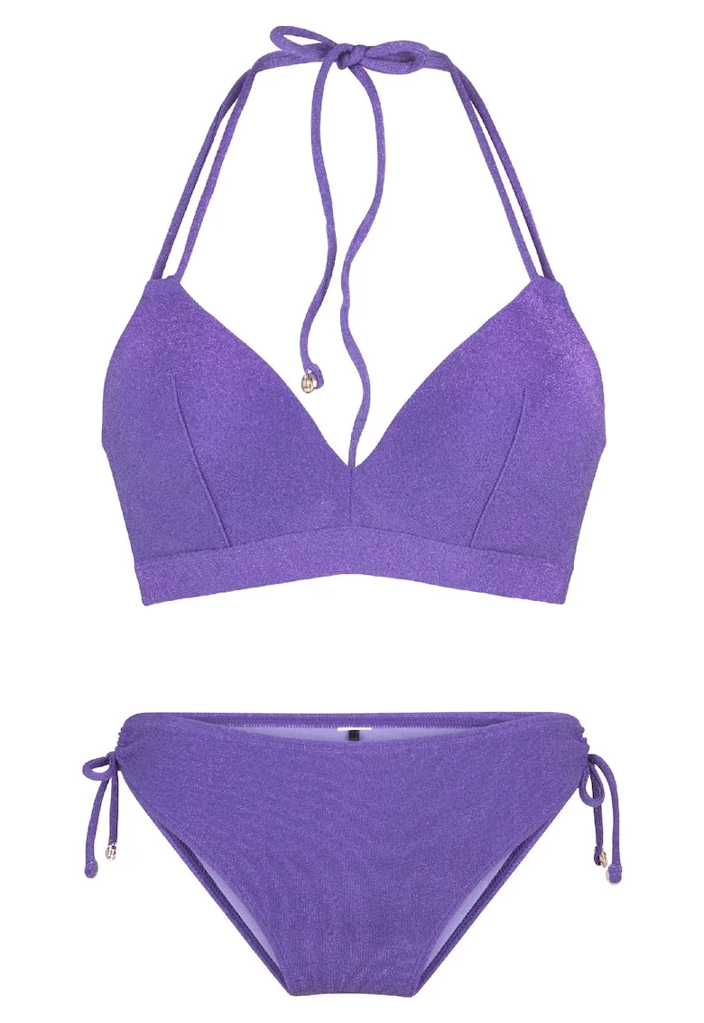 Sutien de baie cu burete si particule stralucitoare, Violet