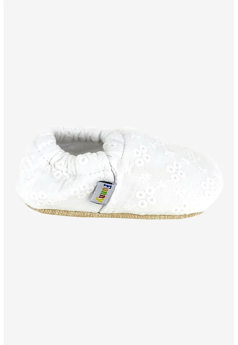 Pantofi slip-on din panza cu model, Alb