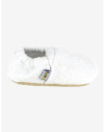 Pantofi slip-on din panza cu model, Alb