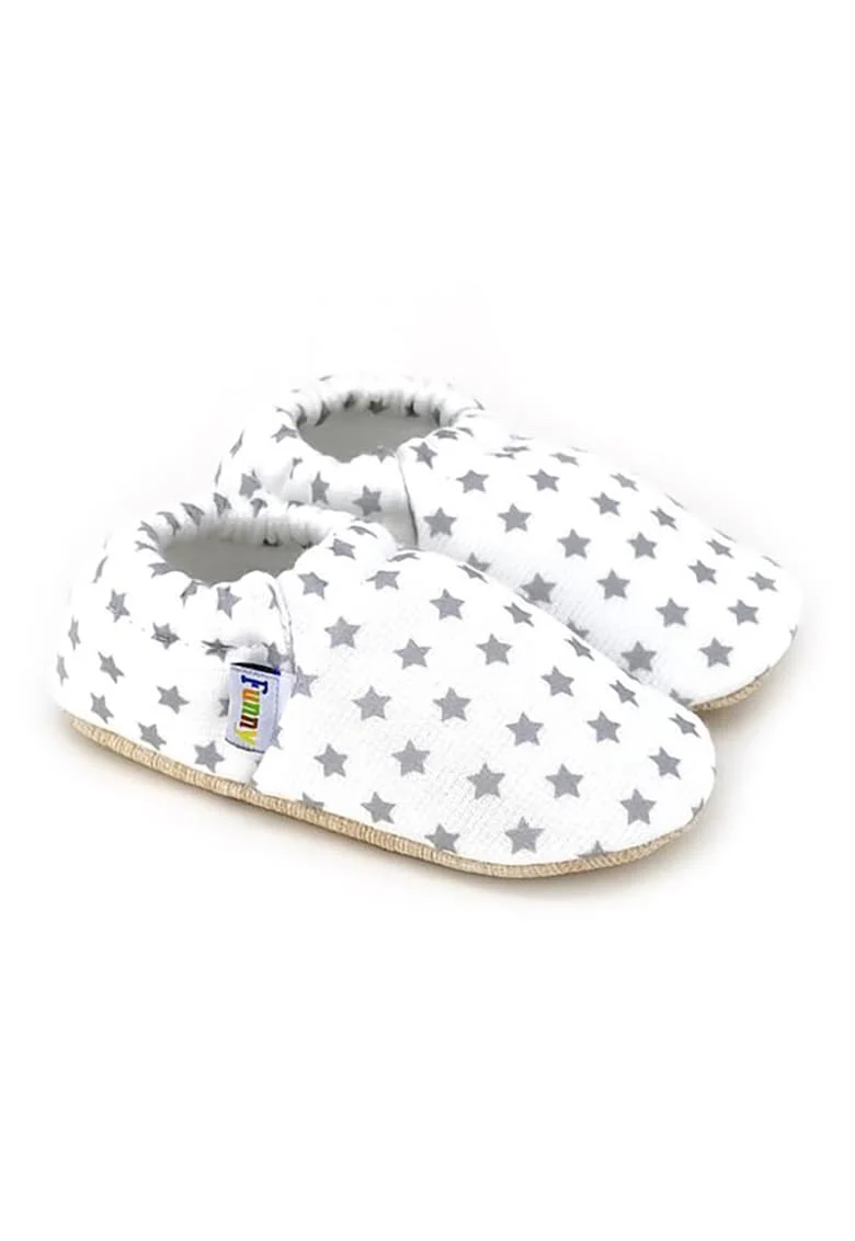 Pantofi slip-on din panza cu model, Alb/Gri