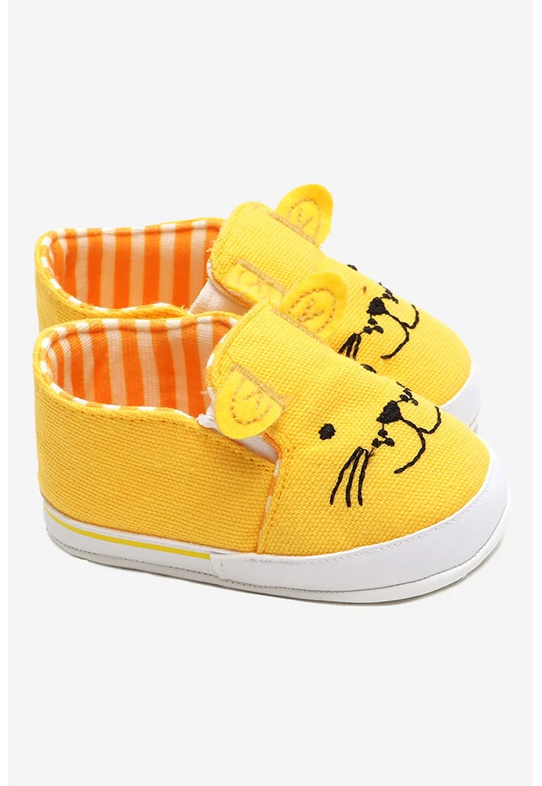 Tenisi slip-on cu model animal, Galben sofran