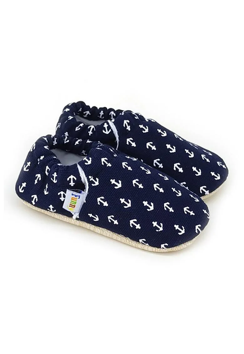 Pantofi slip-on din panza cu model, Alb/Albastru ultramarin