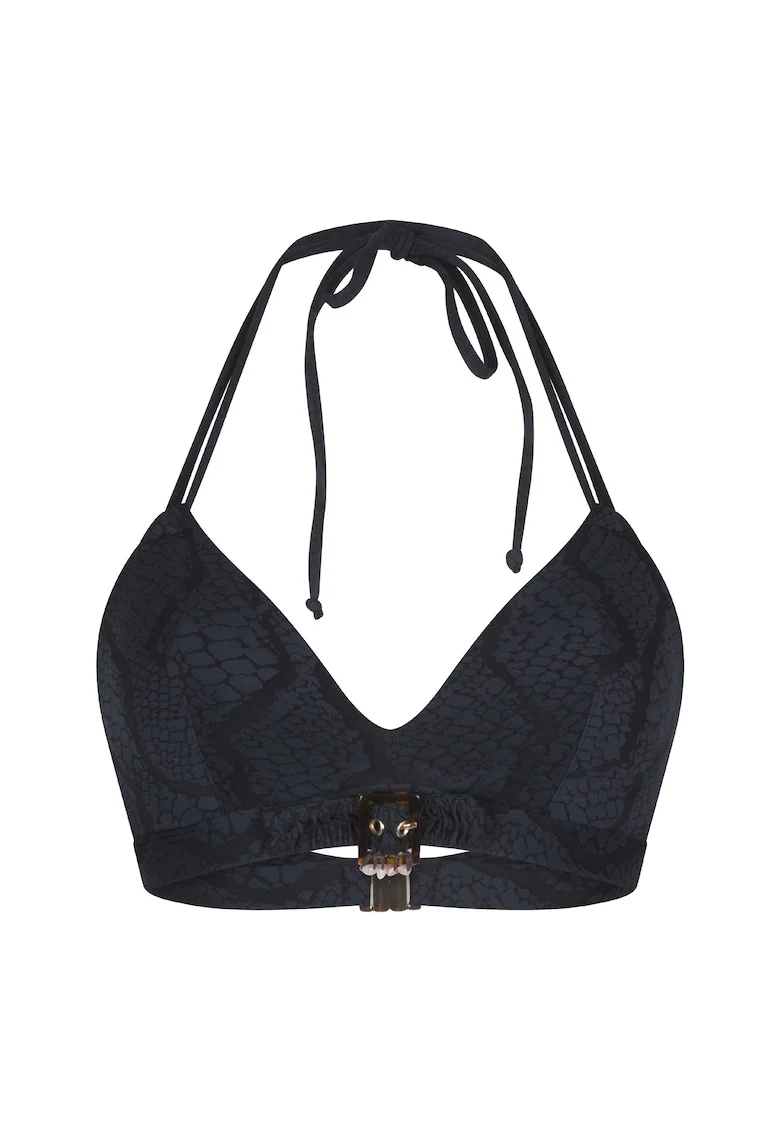 Sutien de baie cu imprimeu, Negru