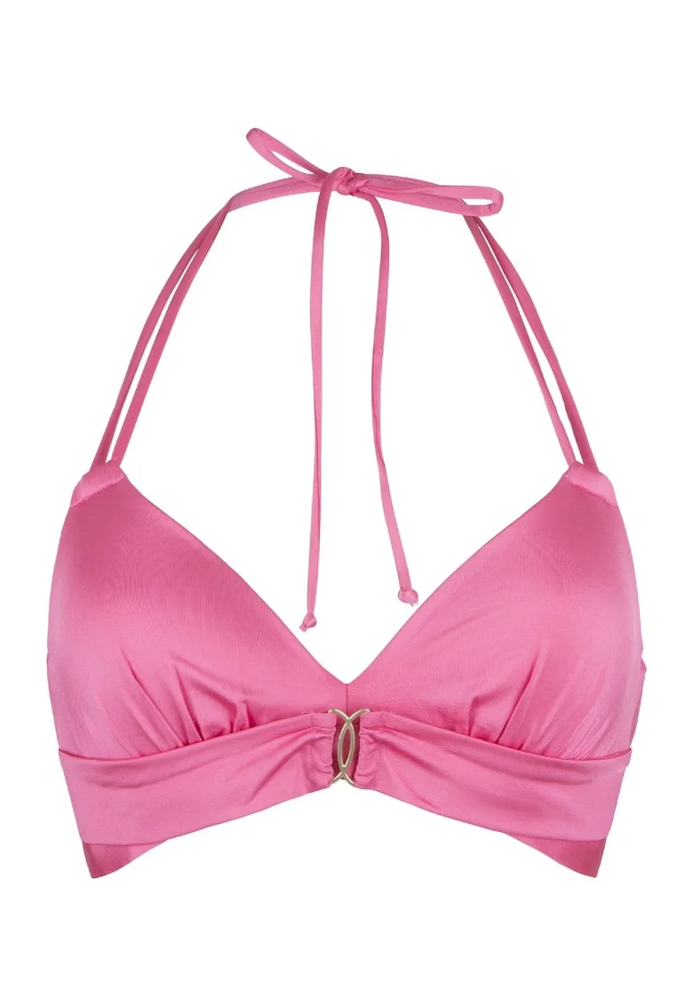 Sutien triunghiular de baie satinat 31461, Roz