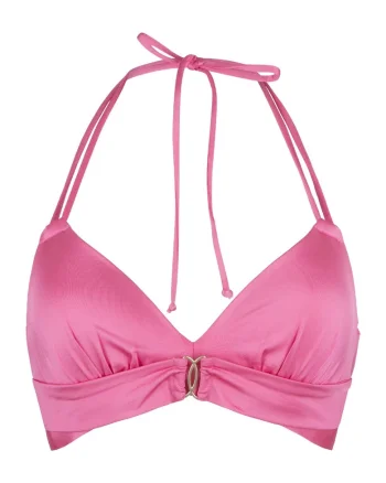 Sutien triunghiular de baie satinat 31461, Roz