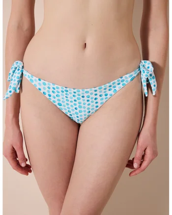 Slip brazilian cu model cu buline, Alb/Turcoaz