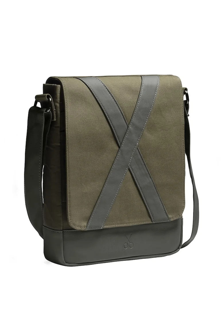 Geanta crossbody unisex cu finisaj rezistent la apa Methone, Negru/Kaki