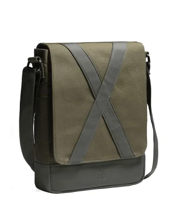 Geanta crossbody unisex cu finisaj rezistent la apa Methone, Negru/Kaki