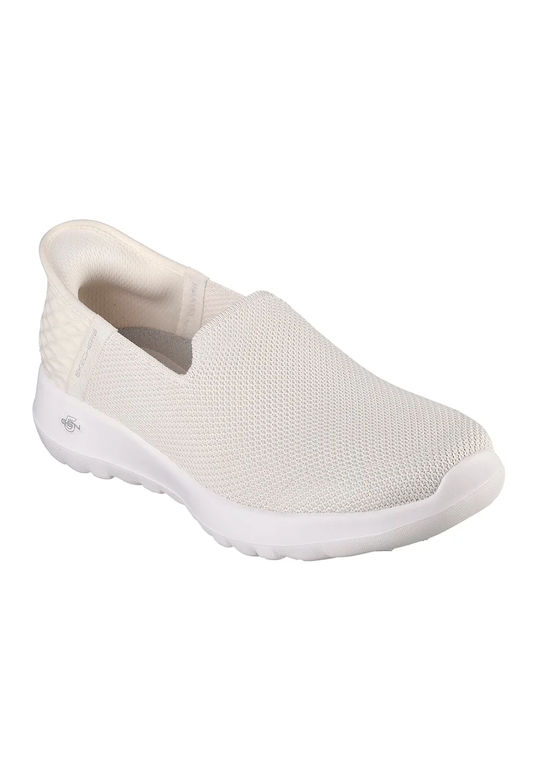 Pantofi slip-on de plasa tricotata, Alb murdar