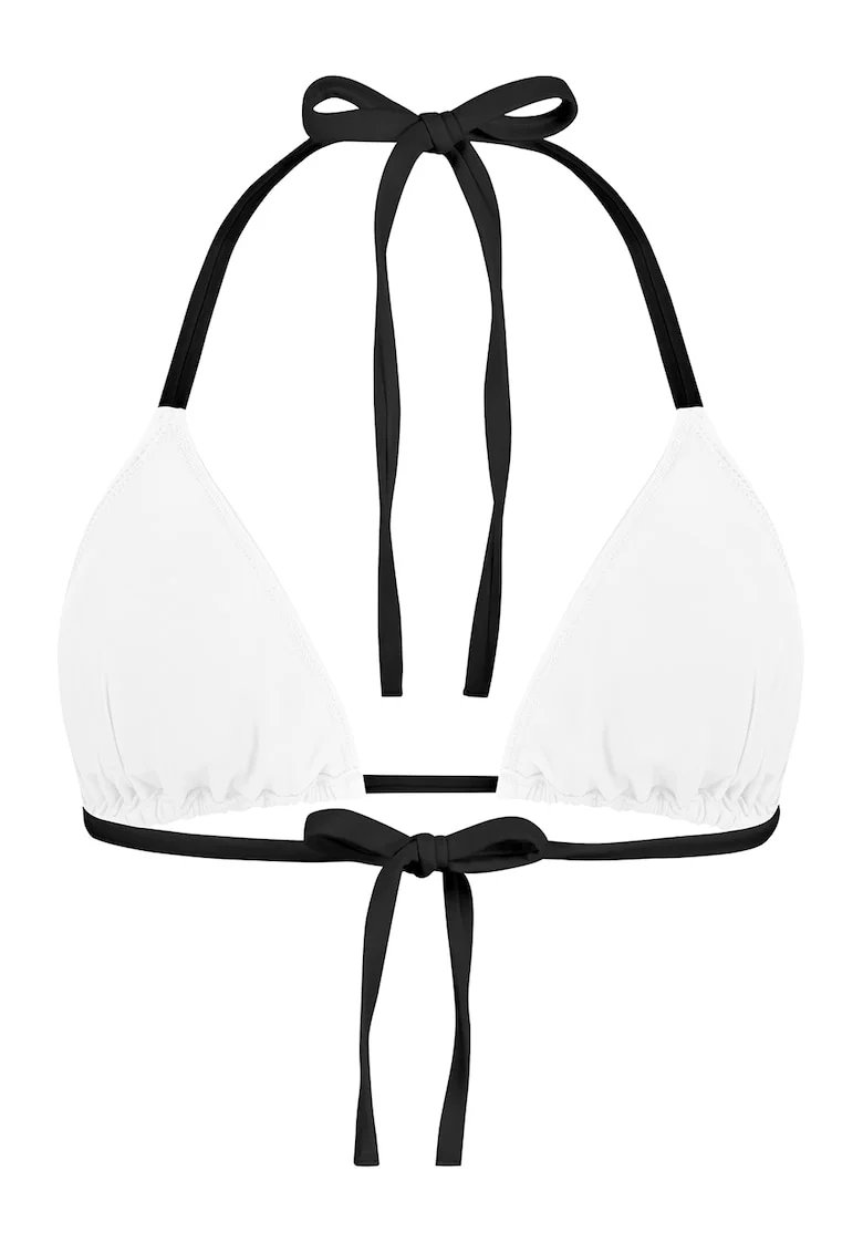 Sutien de baie cu burete si cupe triunghiulare, Alb/Negru