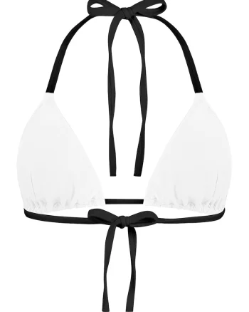 Sutien de baie cu burete si cupe triunghiulare, Alb/Negru